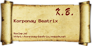 Korponay Beatrix névjegykártya